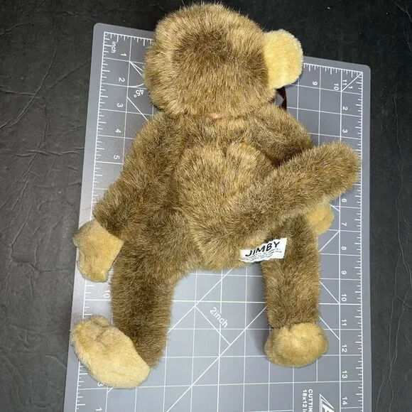 Russ Berrie “Jimby” Monkey Brown Monkey With Ribbon Bow VTG Stuffed Animal Toy - Picture 8 of 10
